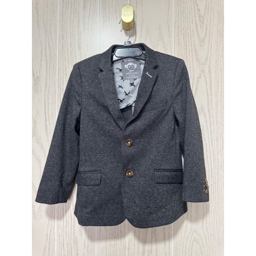 Appaman Fine Tailoring Boys Charcoal Grey Textured Blazer Jacket Size 6